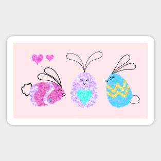 Fuzzy Egg-Bunnies and Little Hearts Magnet